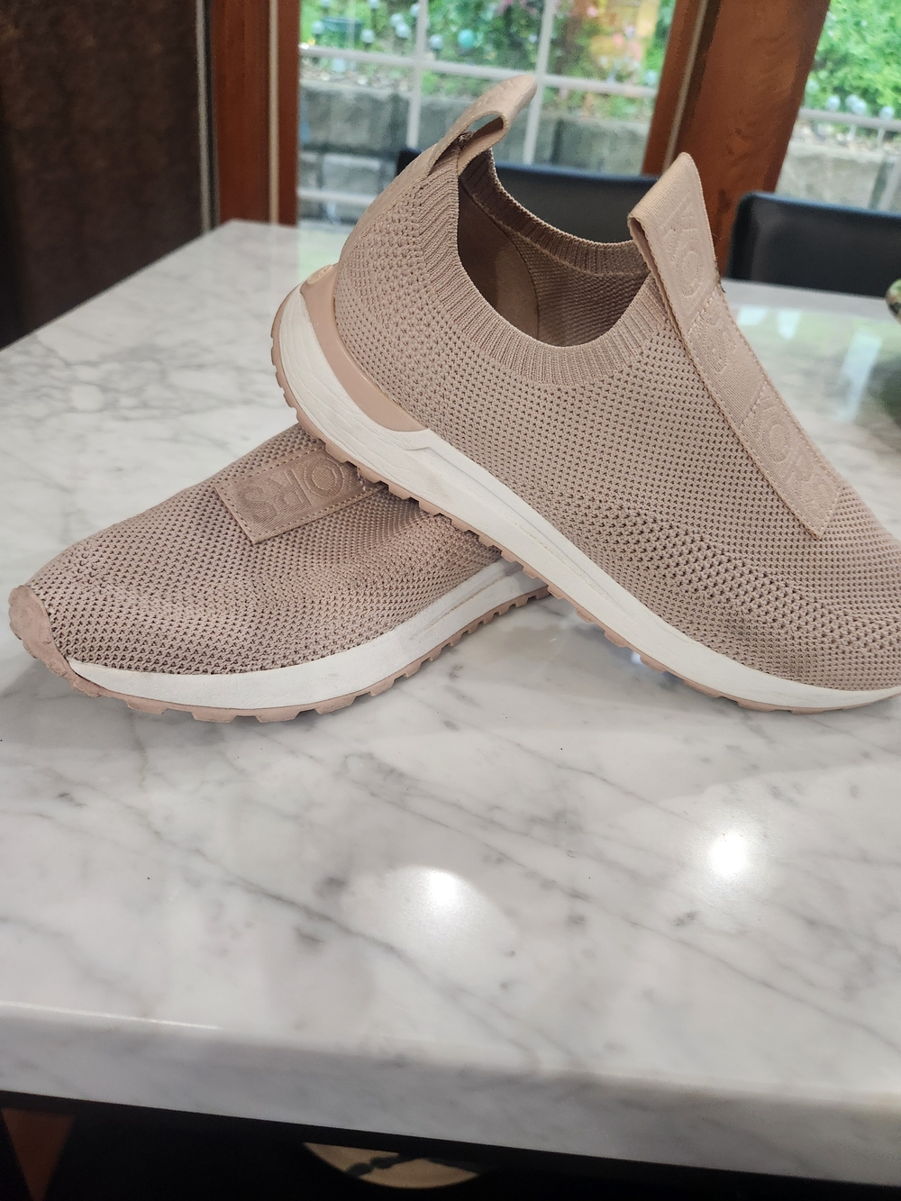 Michael Kors Knit Slip-On Sneakers in Blush Pink and White, LIKE NEW! - Picture 3 of 4